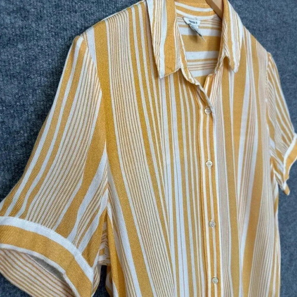 Forever 21 Tunic Top Womens Small Yellow Stripe Loose Fit Travel Breezy Beach - Picture 4 of 12